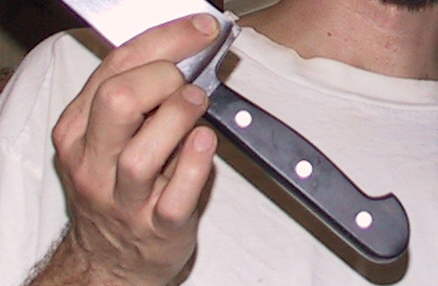 holding the knife properly