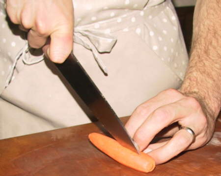 carefully slice 3/4 the length of the carrot