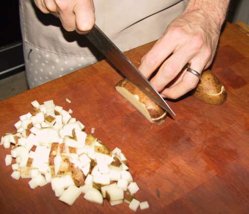 dicing a potato