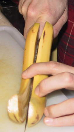 slice banana lengthwise first
